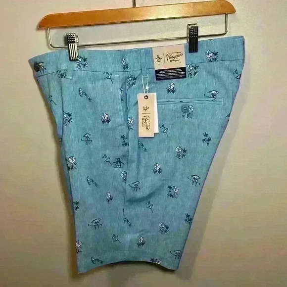 Original Penguin Bermuda Shorts Elastic Waistband Anti Slip Grip NWT Men Size 32 - Picture 3 of 13